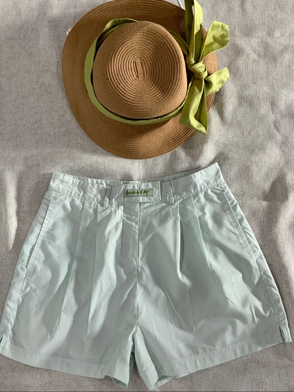 Reebok Women's Mint Green High-Waist Pleated Shorts